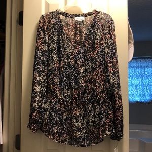 Floral flowy sheer top with a black satin cami